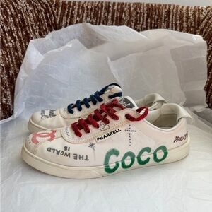 Pharrell x Chanel White Graffiti Sneakers with Multicolor Accents